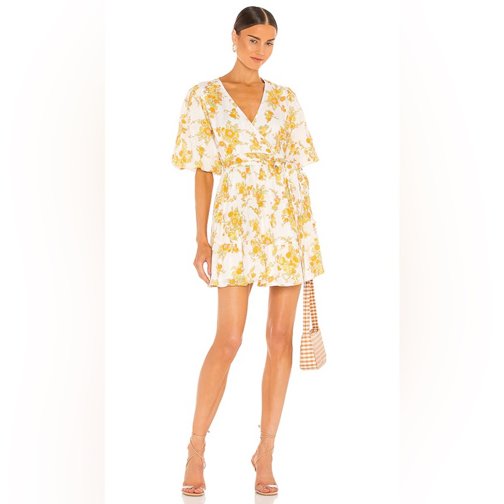 Faithful The Brand Rooney Wrap Mini Dress in Linden Floral Print